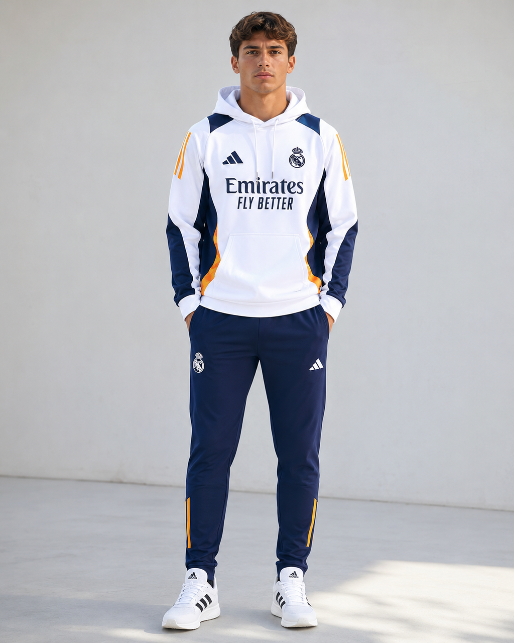 Real Madrid 2024-25 White Hoodie Suit